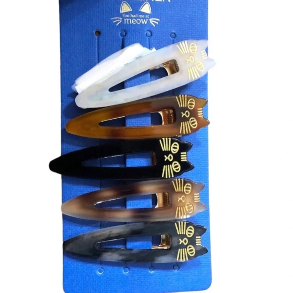 10piece cat themed‎ “you had me at meow” assorted hair clips new